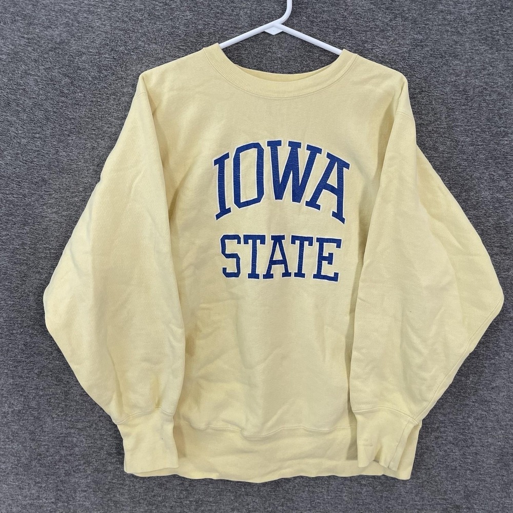 True Vintage 80s‎ Champion Reverse Weave Iowa State Cyclones Sweatshirt L Yellow